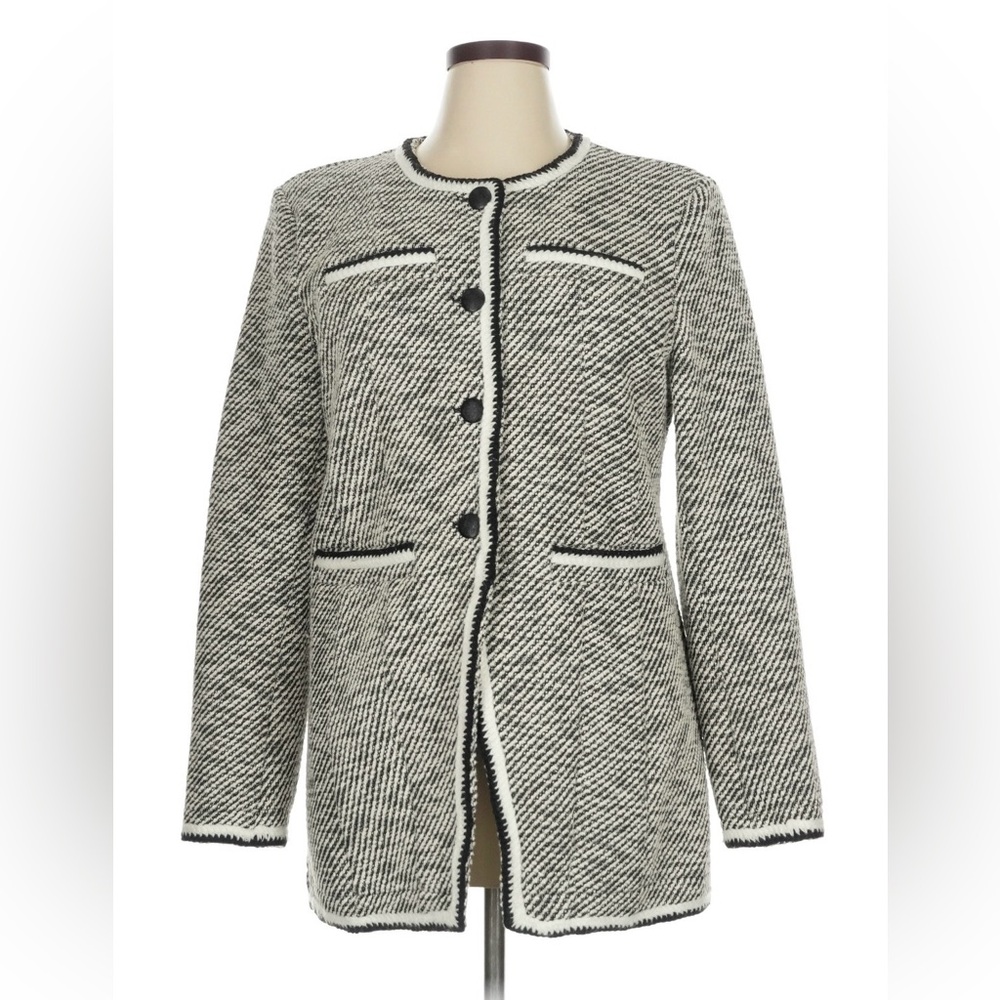 ❤️ Anthropologie Avec Les Filles Black and White Tweed Blazer Size XL